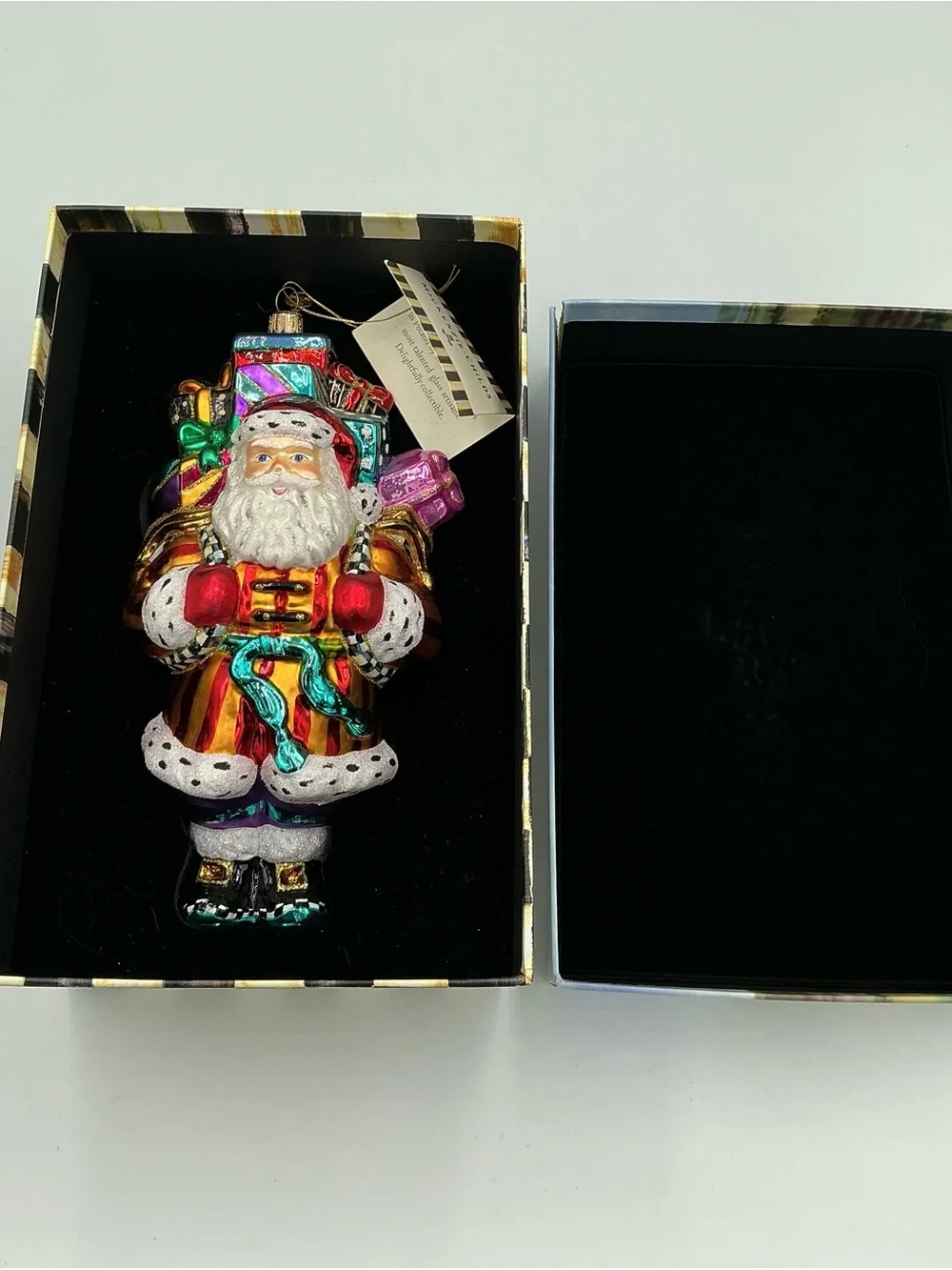 NEW MacKenzie-Childs Old Saint Nick Mouth-blown Glass Ornament Poland HTF NWT